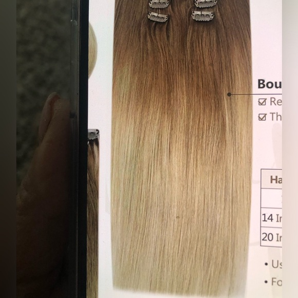 Brand New Cashmere Balayage  Ombré Clip- in Ash Blonde Hair Extensions 16” - Picture 3 of 4